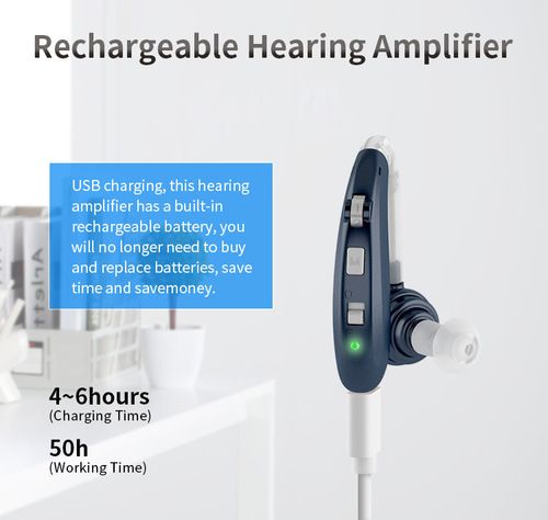 亚马逊热销 多颜色hearing aids非蓝牙充电助听器USB大增益英文版