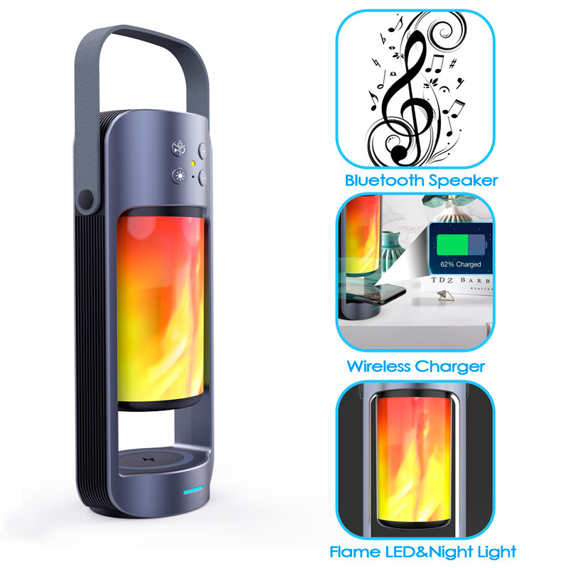 Flame Light Bluetooth Speaker Wireless Bluetooth Speaker TWS Vertical Pattern Portable Card FM Alpha Wireless Charging Speaker