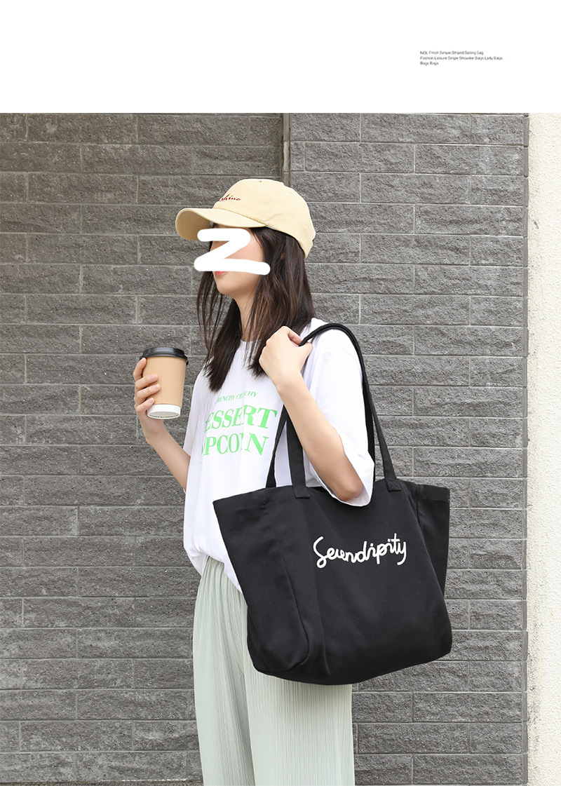 Women's Large Canvas Letter Streetwear Open Canvas Bag display picture 4
