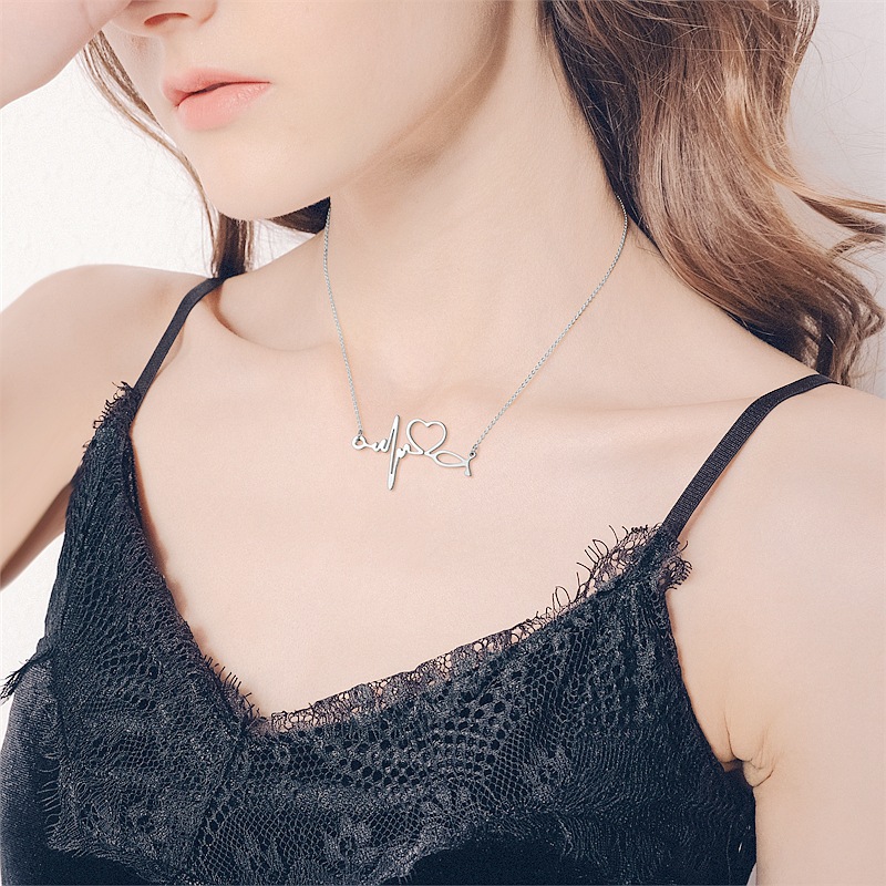 Fashion Heart Shape Titanium Steel Polishing Necklace