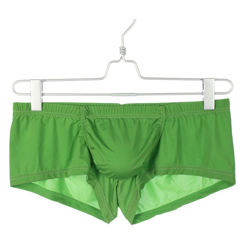 Arrugas boxeadores ropa interior de los hombres de color sólido Delgado U convexo sexy tallas grandes cintura baja boxeadores Comercio exterior hombres