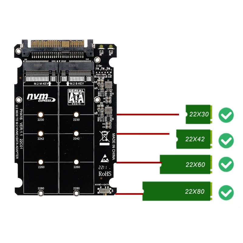 Корпус для 2,5" SSD U.2 SFF8639, NGFF M.2 NVMe PCIE4.0x4 SATA6G