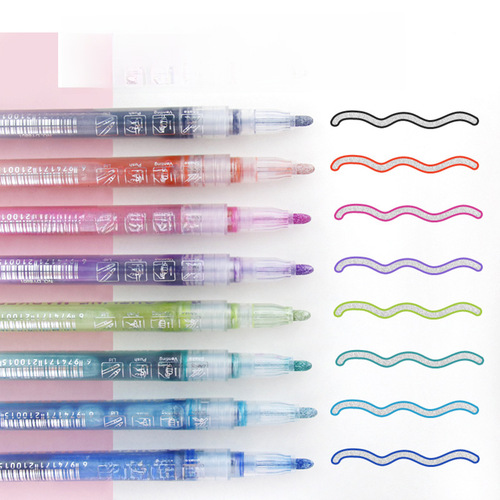 Double Line Outline Pen Graffiti Painting Color Marking Student Handbook Internet Famous June 1st Fluorescent Pen Flash 12 Sets 