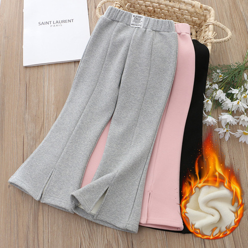 Children's clothing, autumn clothing, new girls' bell-bottom pants, autumn slit trousers, cotton outer wear, little girl's pants