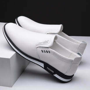 Spring and Summer New Leather Shoes 39-47 Large Size Slip-On Beanie Shoes Soft Sole Business Formal Wear Men's Leather Shoes Loafers