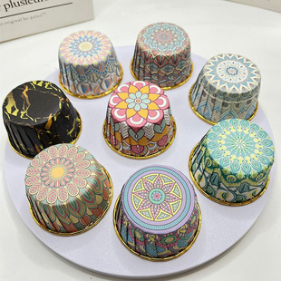 50 PCs cross-border bohemian cake cup thickened baking oil-proof paper cup muffin cup roll Cup high temperature resistant
