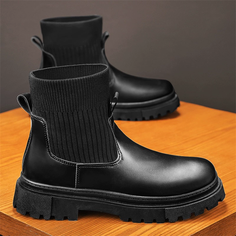 Ботинки‑челси (Martens) зимние, противоскользящие, с чулочной манжетой, чёрные/коричневые, размеры 39–44