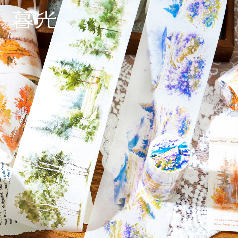 Twilight Long Cycle and Paper Tape Wild Mountain Forest Series Natural Scenery Theme Hand Account DIY Decoration Landscaping Sticker