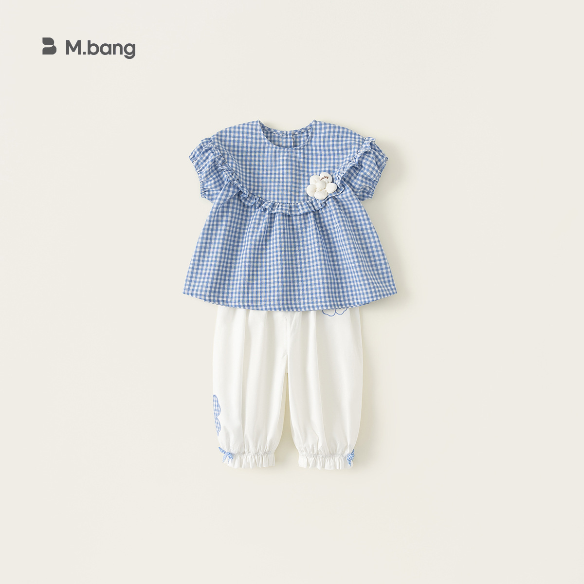 Yoobao ropa infantil niñas set de verano bebé camisa de muñeca de manga corta a cuadros pantalones casuales de dos piezas set de ropa de verano infantil