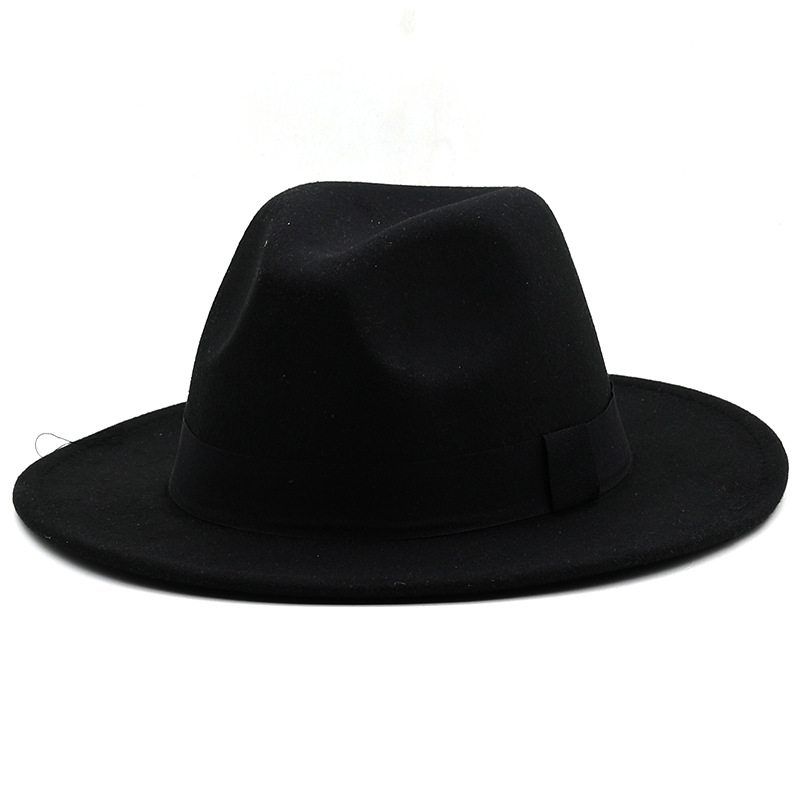 Simple Jazz Hat Big Brim Hat Fashion Ribbon Top Hat  Cashmere Felt Hat display picture 6