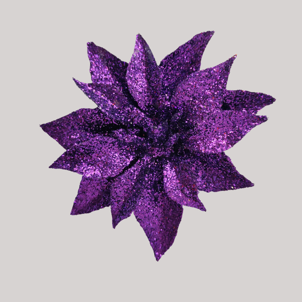Polvo de oro de 9cm cabeza de flor de Navidad flor de simulación brillo flor de Navidad decoración de árbol de Navidad decoración de vacaciones accesorios de guirnalda