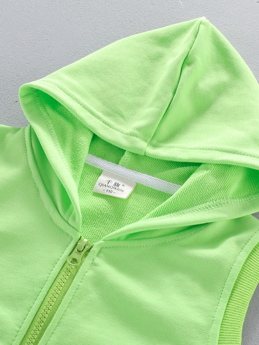Children's vest men's and women's spring and autumn summer thin outdoor wear pure cotton hooded kindergarten clothes vest activity printed logo