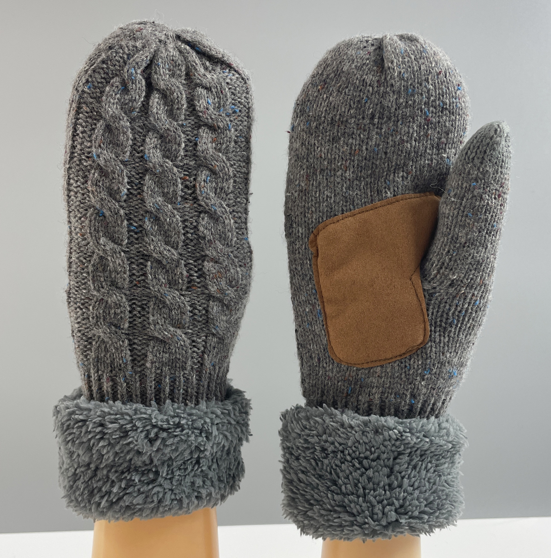 Pantalla táctil de punto de lana bolsa conjunto de hombres y mujeres de otoño e invierno al aire libre a prueba de viento cálido engrosado adulto Dedo de lana forrado de lana guantes