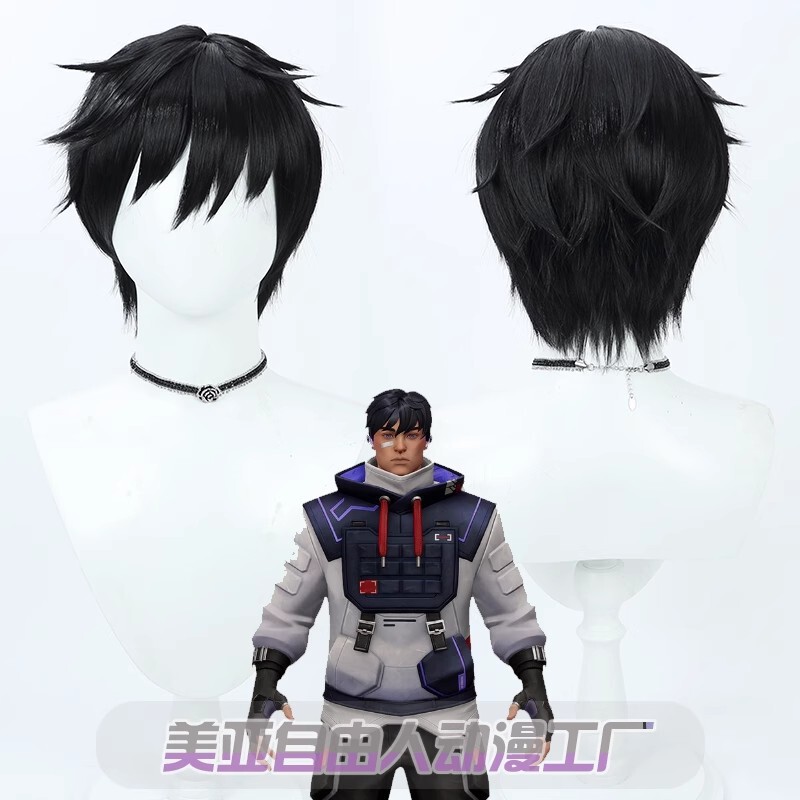 [Free Man] fearless contract cos wig black short hair daily male one