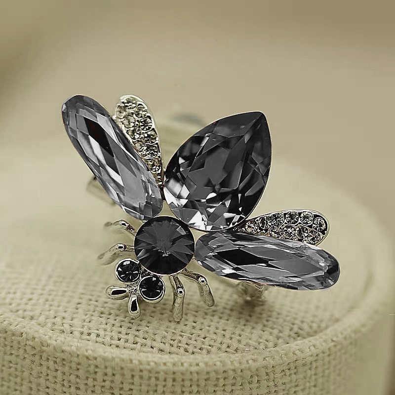 Nuevo vidrio abeja broche moda insecto rhinestone ramillete de las mujeres traje accesorios pin al por mayor