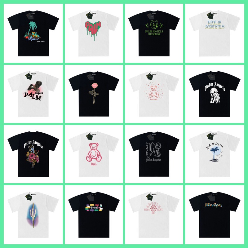 Trendy Foreign Trade Palm Angel Coconut Tree Pattern Bear Casual Short-Sleeve Top Unisex Summer T-Shirt in Stock P Delivery