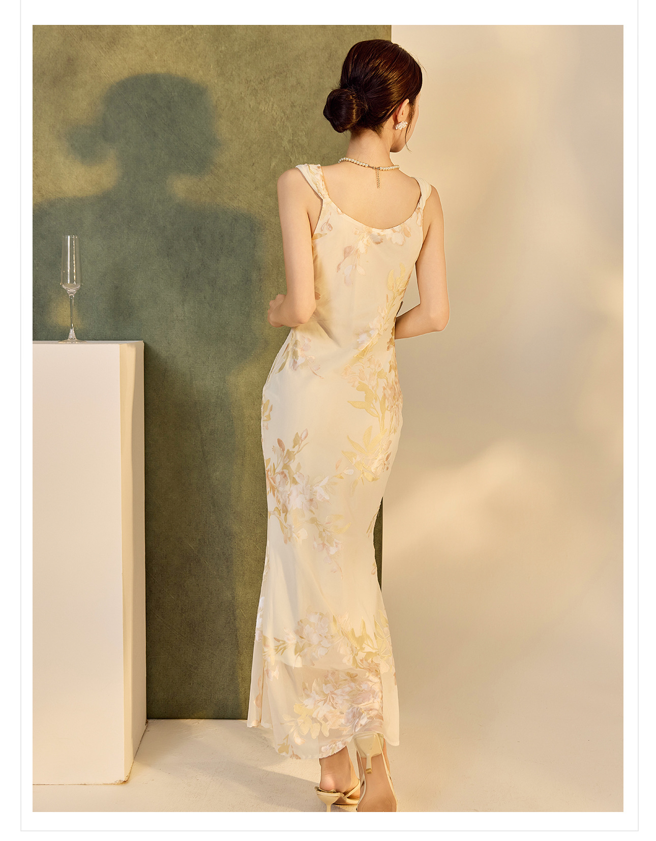 Váy bodycon ôm sát họa tiết phong cách Trung Hoa mùa hè, chất rayon mềm mại — Màu trắng be chi tiết 20