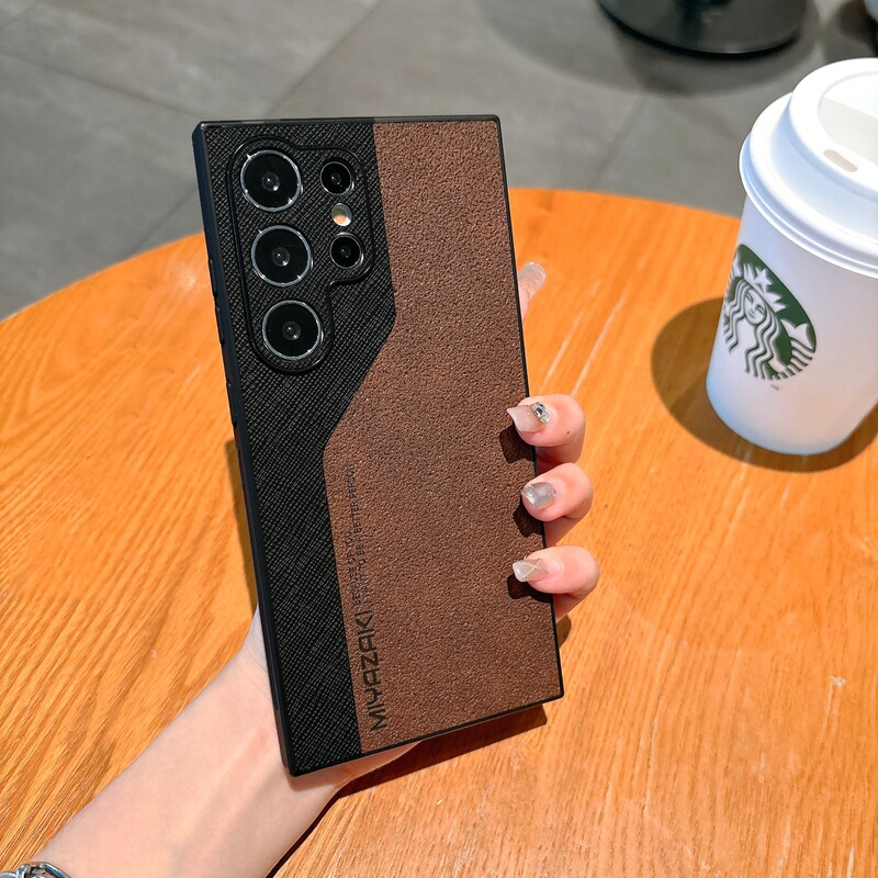 Suitable for Samsung S25Ultra Mobile Phone Case Color Matching Leather Texture Business A56A36A55 Anti-Fall Personalized Creative S2324