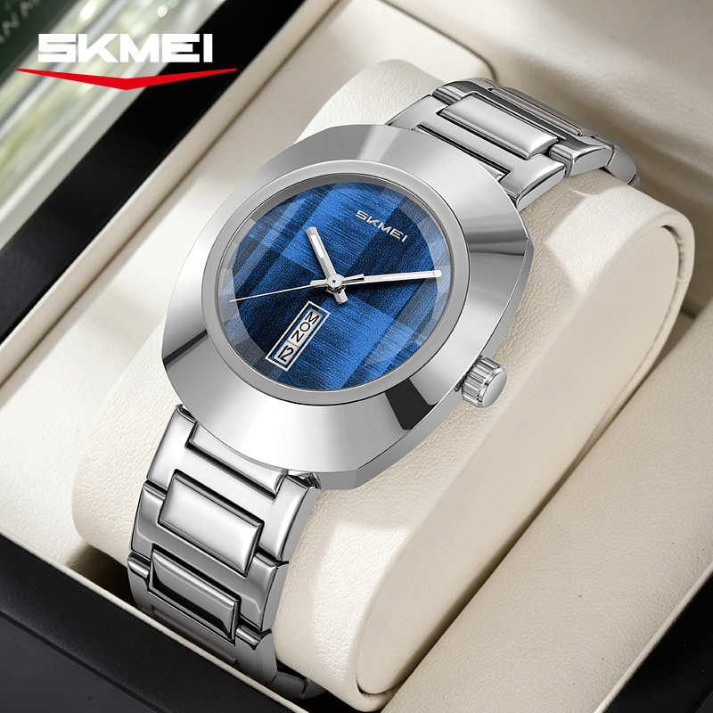 Momento de belleza azul acero correa relojes de cuarzo hombre retro impermeable relojes de negocios comercio exterior al por mayor regalos fábrica personalizada