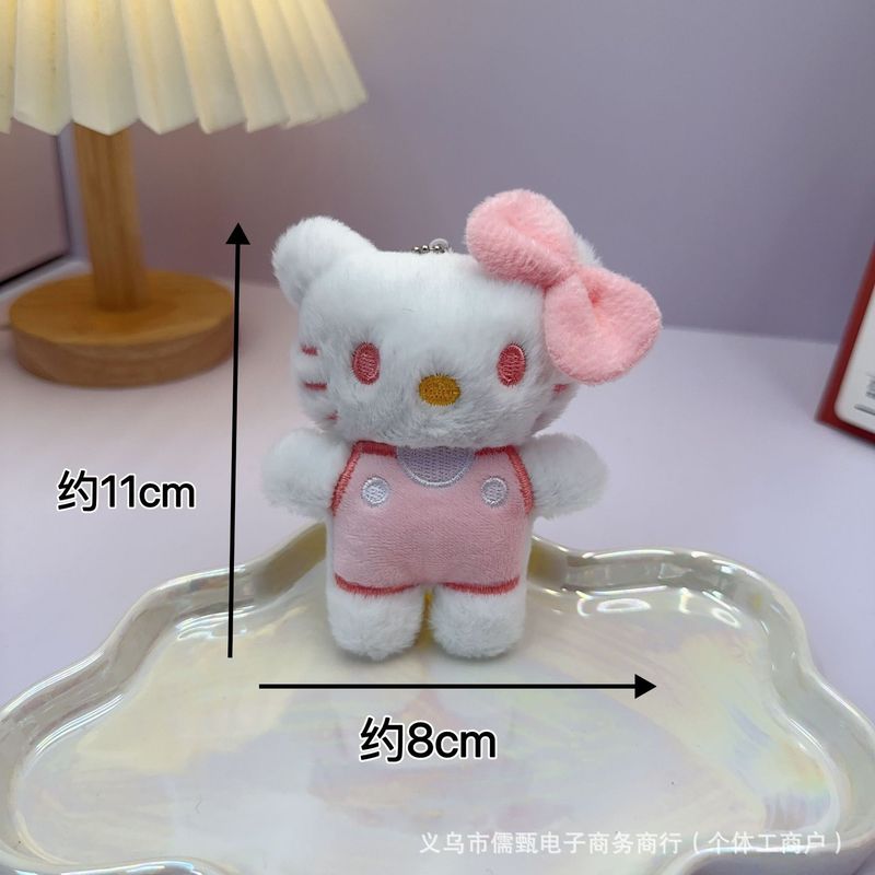 可爱毛绒领结猫咪玩偶挂件卡通粉衣Kt钥匙扣胸针箱包服装饰品配件|undefined