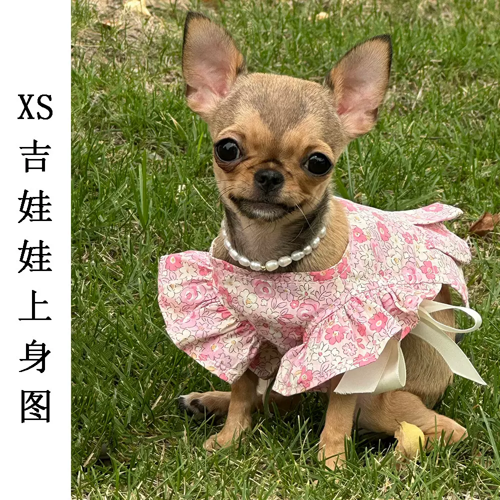 送发带小碎花马尔济斯宠物围兜裙子小狗狗吉娃娃法斗衣服夏季薄款