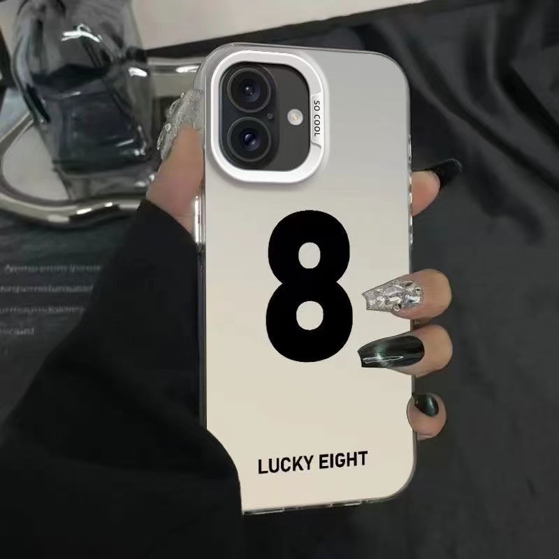 Color Silver Shell-Blanco-Número de la suerte 8