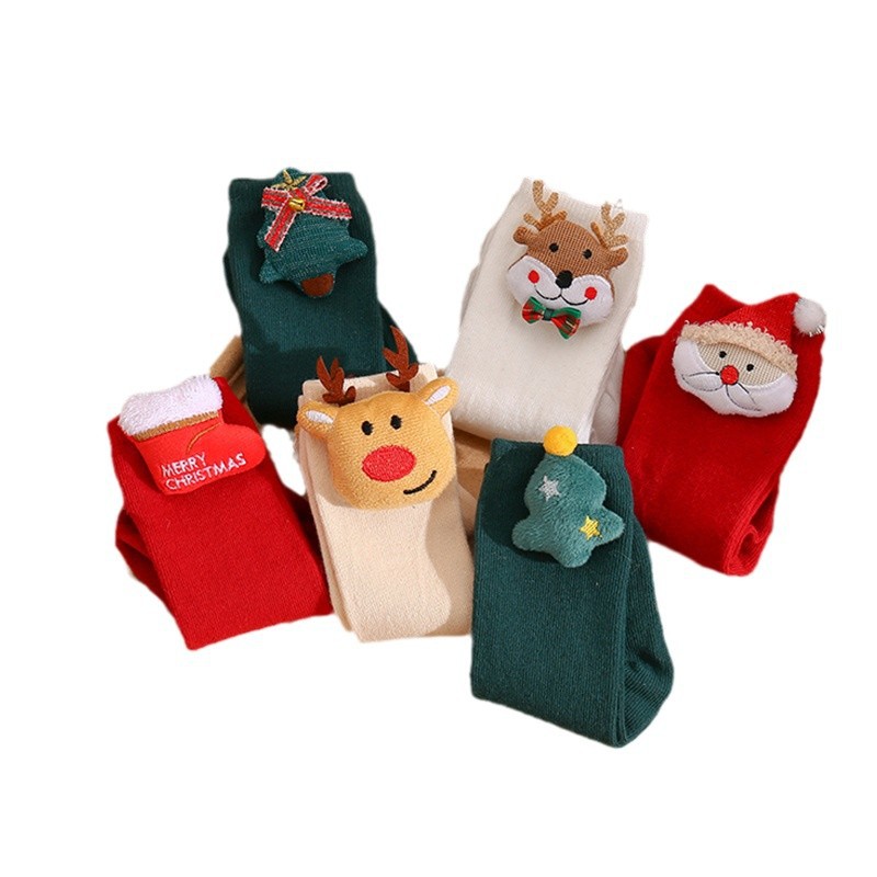 Calcetines grandes del bebé del arco de la Navidad medias lisas puras Año Nuevo