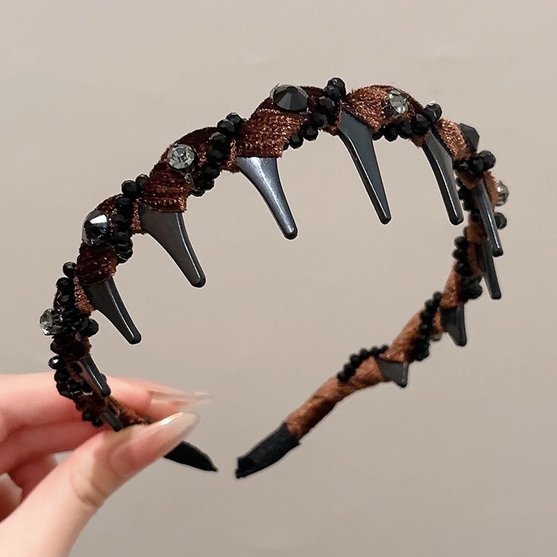 Diamond Louis París princesa banda de cabello 2025 nuevo pequeño viento fragante cráneo alto con dientes banda de cabello antideslizante tarjeta de cabello