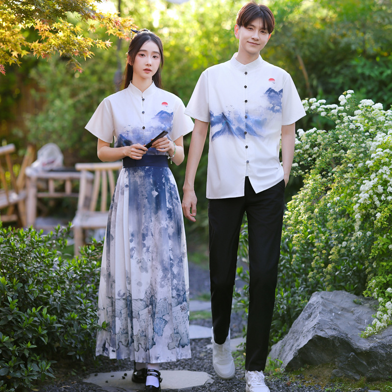 2025 Autumn School Uniforms Real Shot Couple Outfits Class Uniforms Retro Chinese Performance Clothes Republic of China Style Suits