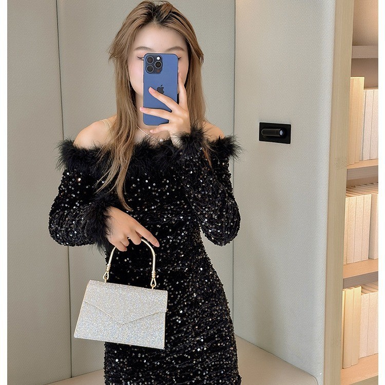 Nuevo cross-border full diamond feel ladies dinner bag, bolso de boda de lujo ligero, bolso de hombro de moda, bolso de noche