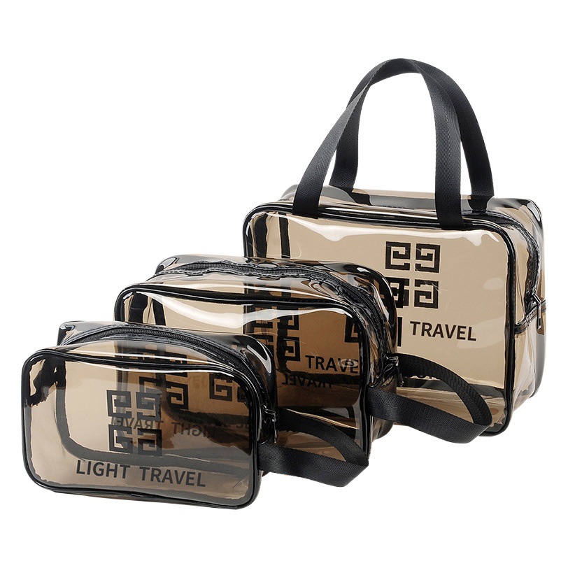 Bolsa de cosméticos transparente, bolsa de aseo de gran capacidad, bolsa de almacenamiento portátil impermeable de PVC, bolsa de almacenamiento de cosméticos, bolsa de almacenamiento portátil