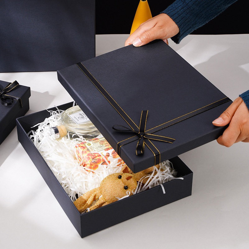 黑色礼盒空盒现货天地盖衬衫礼品盒围巾睡衣包包口红空盒子包装盒