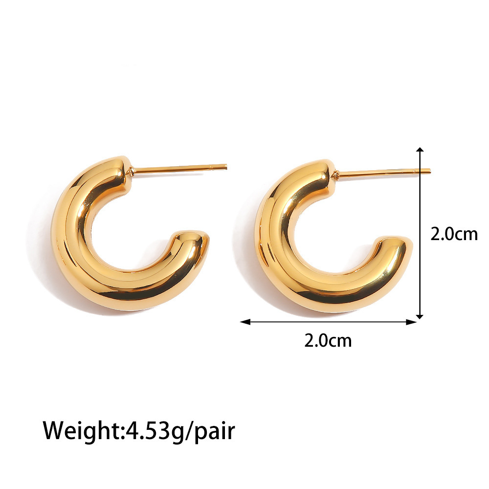 1 Pair Simple Style Classic Style C Shape U Shape The Answer Plating Stainless Steel Earrings display picture 2