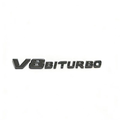 Suitable for Mercedes-Benz's New V8Biturbo Side Emblem C63 G63 S65 Fender V12 Supercharged Car Emblem Letters (Car logo) - v8-biturbo-flat-bright-silver