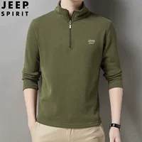 Фельсовый свитер JEEP SPIRIT мужской весенний и осенний новый мужской сплошной цвет полузастежка на молнии нижняя рубашка для защиты от холода