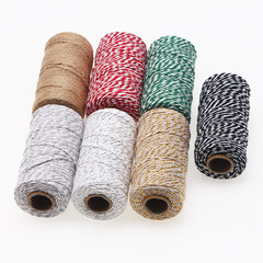 Gift Packaging 2mm Double Color Cotton Rope, Trademark Hanging Badge Gift Packaging Rope 100m/Reel Colorful Decorative Cotton Rope