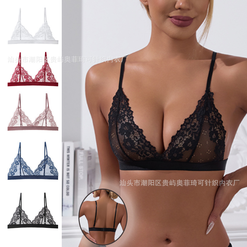 Francés encaje ropa interior mate mujer sexy sin anillo de acero sin esponja nueva delgada envuelta pecho chica ropa interior transpirable