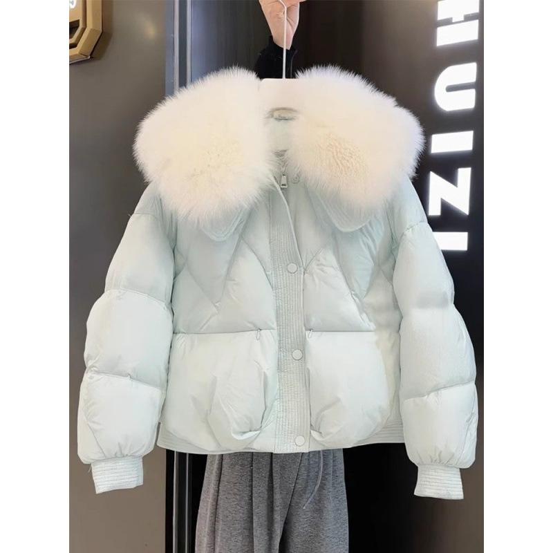 韩系甜美温柔毛领羽绒棉服女奶系乖巧减龄小众设计感宽松保暖外套