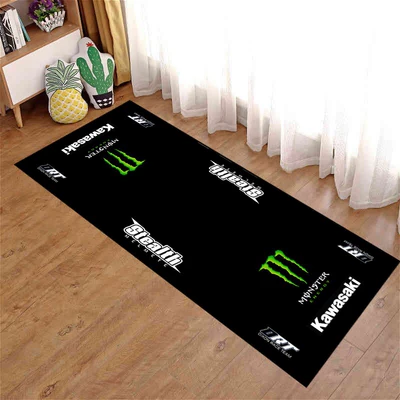 Racing Car Parking Mat – Avtomobil döşəmə paspasları - motorcycle-black-green-monster-40x120cm-upgraded-diatom-mud