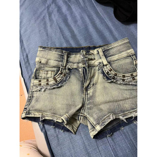 American Hot Girl Liuding Low-Waist Denim Shorts Women's Summer Slimming Shorts Hip-Covering Hot Pants Trendy