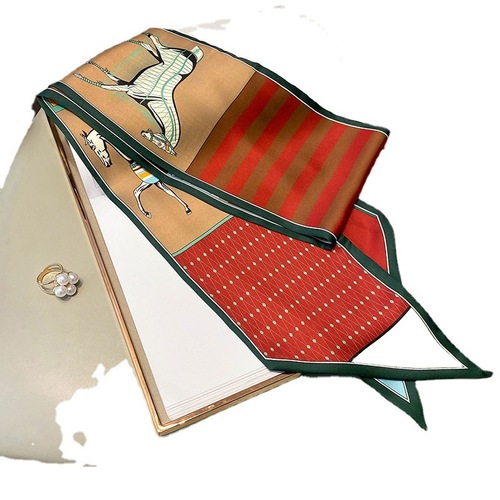 Korean style imitation silk horse print fashion scarf  new warm small scarf double-sided scarf headband for women