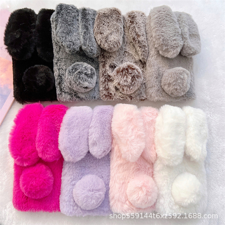 For Apple 12pro Plush 14MAX Phone Case 7 Generation Rabbit Ear 16 Protective Case XS Warm 11PRO/13/15