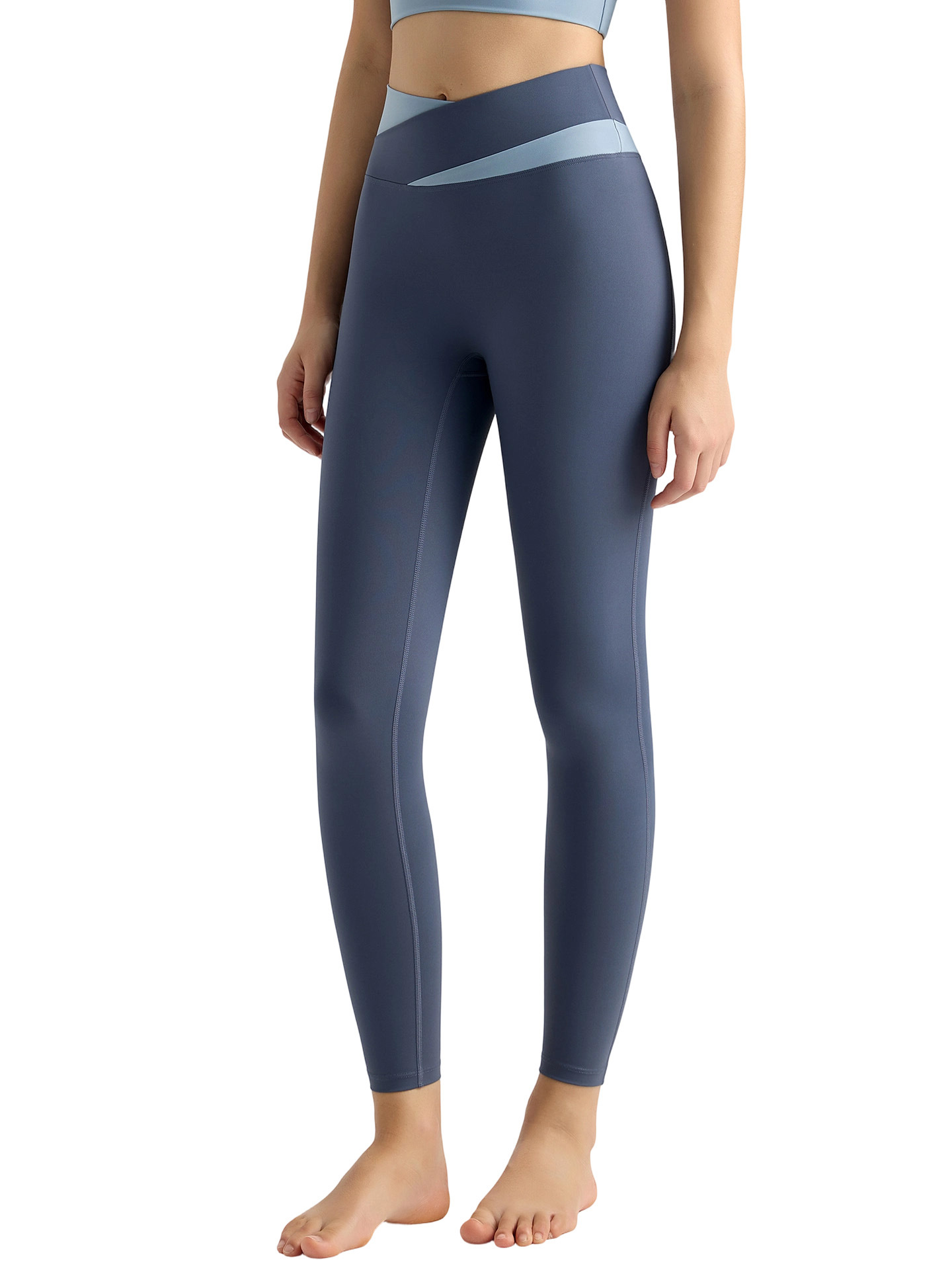 Pantalones de yoga de cintura alta Weiman para mujer con cintura de colores cruzados, efecto levanta glúteos, ideales para uso al aire libre, correr, adelgazar y pantalones deportivos con diseño patchwork.