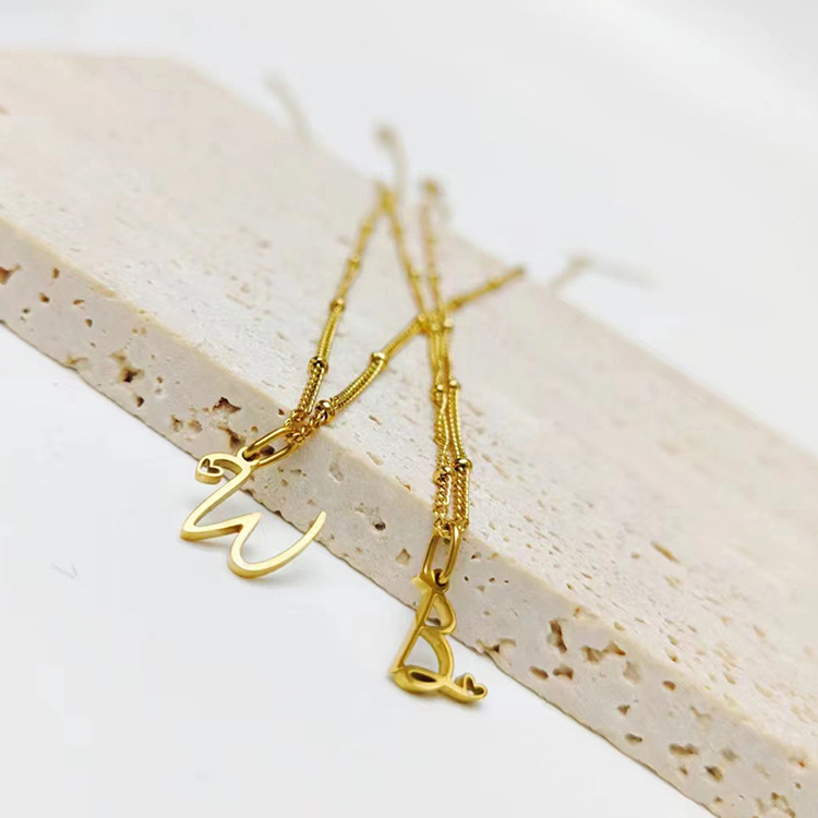304 Stainless Steel Pendant Material Pendant Necklace Classification 304 Stainless Steel Chain Material 1 Piece Quantity PVD Coated Real Gold Plated Letter Stainless Steel Simple Style Waterproof Non Tarnish 304 Stainless Steel Pendant Necklace