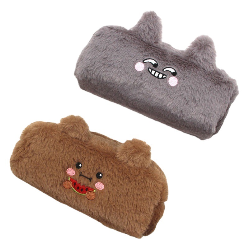 INS transfronteriza Conejo caja de lápiz de gran capacidad lindo oso estudiante de peluche bolsa de papelería caja de lápiz suave Linda billetera