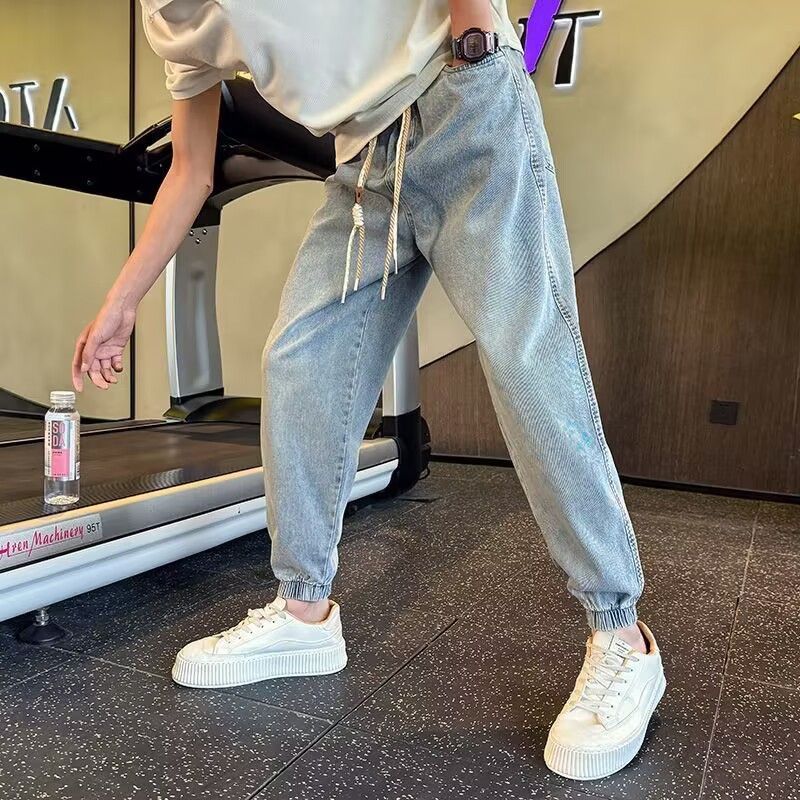 Jean jogger homme taille élastique pantalon décontracté_voghion.com