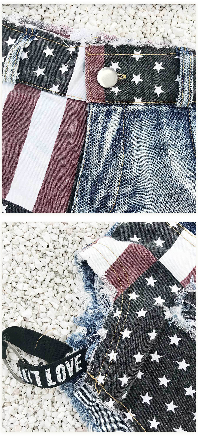 sexy national flag high waist denim shorts Nihaostyles wholesale clothing vendor NSML73522