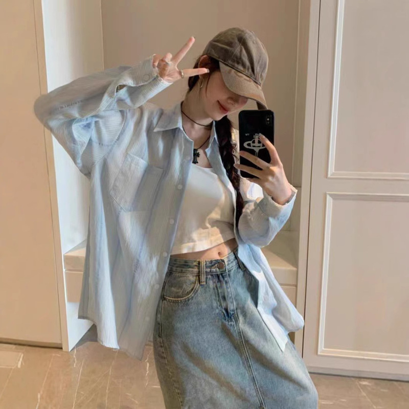 Lazy Style Loose Shirt for Women 2025 Summer New Korean Style Splicing Lace Shirt Niche Sun Protection Shirt Top