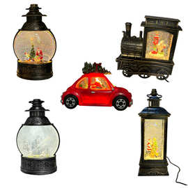 圣诞创意礼物摆件水灯礼品圣诞雪人装饰油灯室内工艺品投影灯