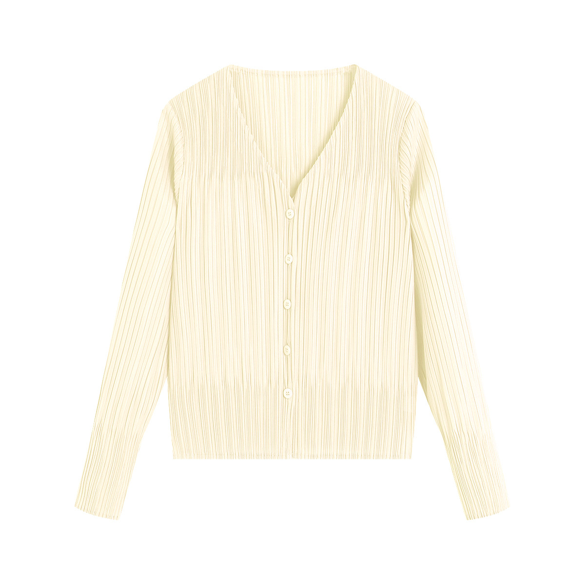 Áo len cardigan nữ V-neck tay dài xếp ly mỏng nhẹ xuân hè — màu đen chi tiết 3